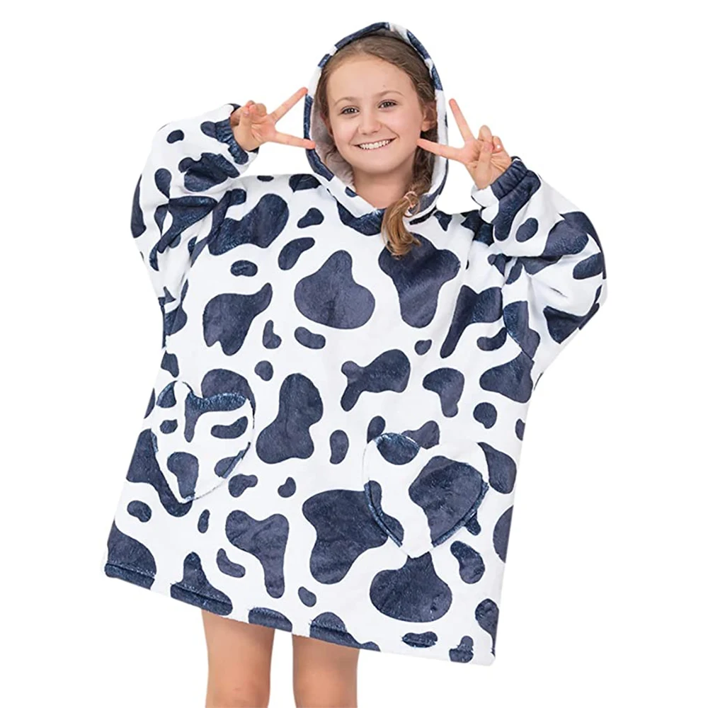 2023 New Design Cozy Soft Oversized Sherpa Fleece Blanket Hoodie Sweatshirt Kids