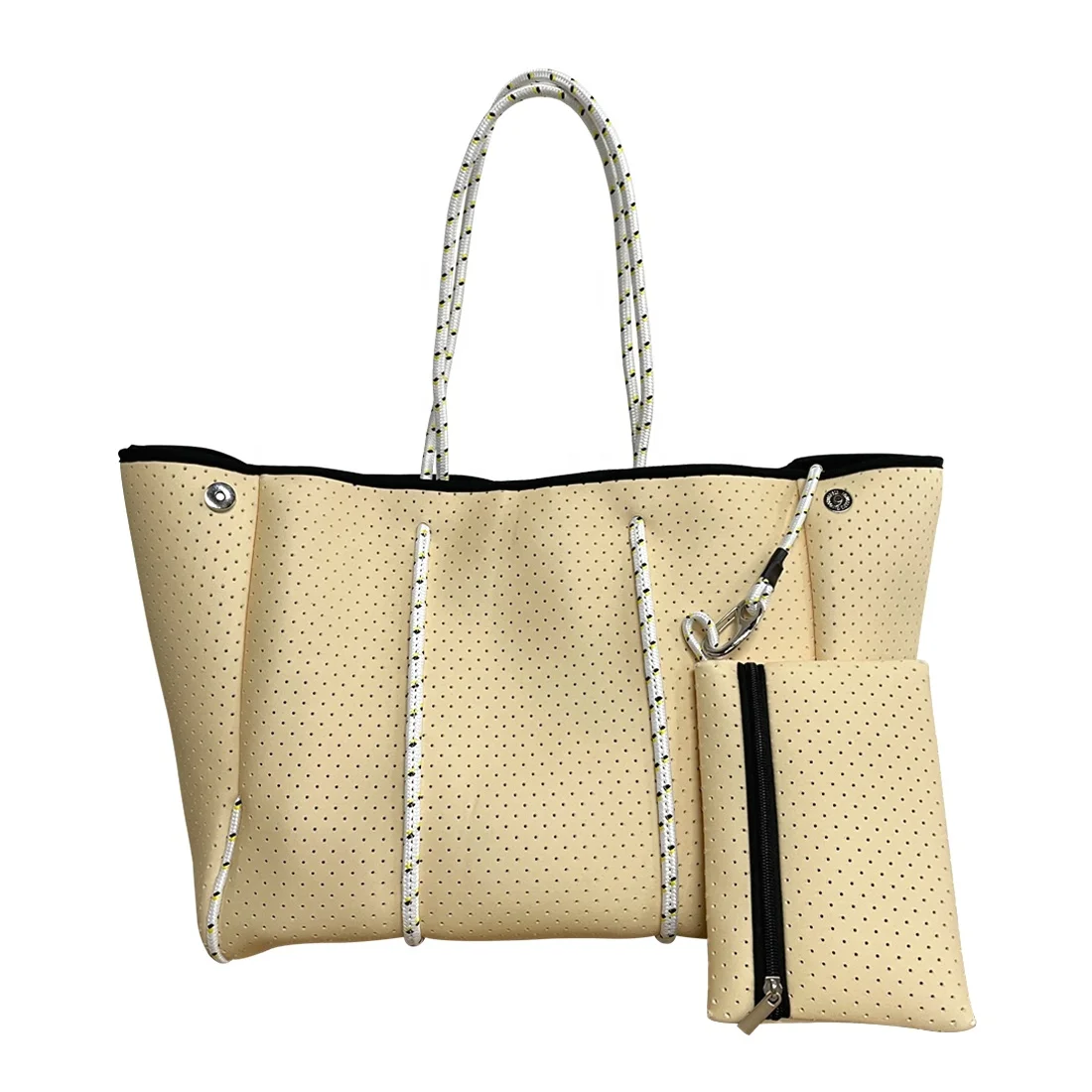 2021 pink purple neoprene tote bags beach handbag diaper bag with wide strap