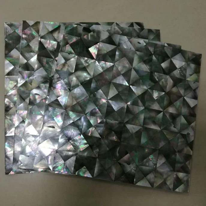 Hexagon sea shell black lip shell mosaic tile on mesh