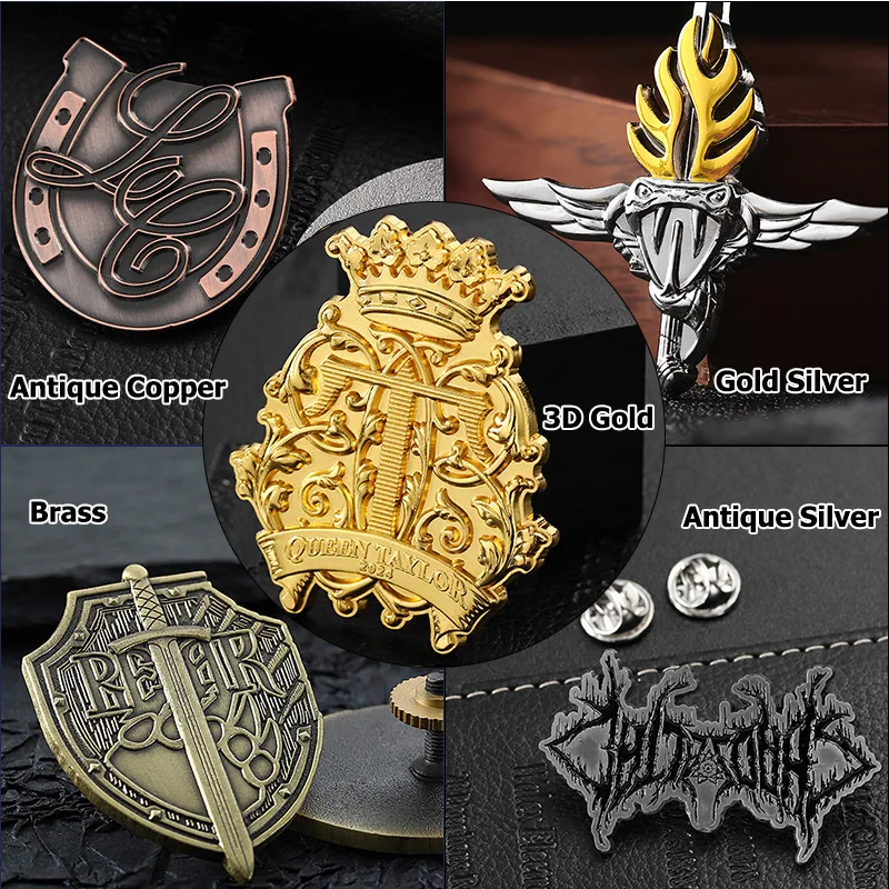 Hot Badge Pin Manufacturer Custom Pins Metal Logo 2d 3D Die Stamping Gold Silver Copper Plated Brooch Pins for Hats or Clothes