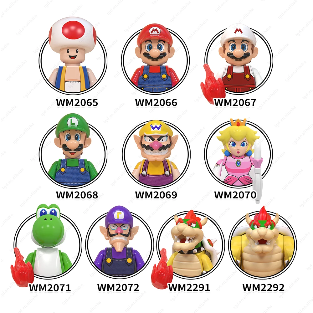 WM блоки мини игрушки 10 шт./комплект супер Kinopio Mario Wario luigi koopa строительные Развивающие для детей WM6103