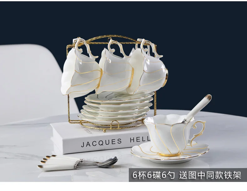 Wholesale Custom Nordic White Luxury Retro Flower Pattern Fine Bone China Light Weight Gold Line Eco-Friendly Ceramic Coffee Mug