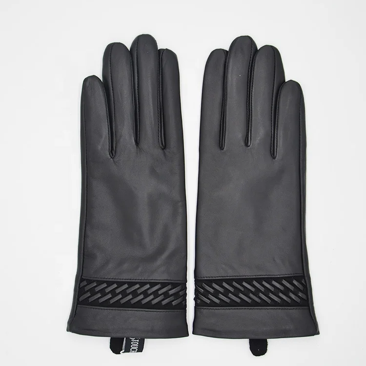 XJ Warm Superior Quality Fashion Winter Custom Logo women lady Wool Blend Lining sheepskin leather gloves