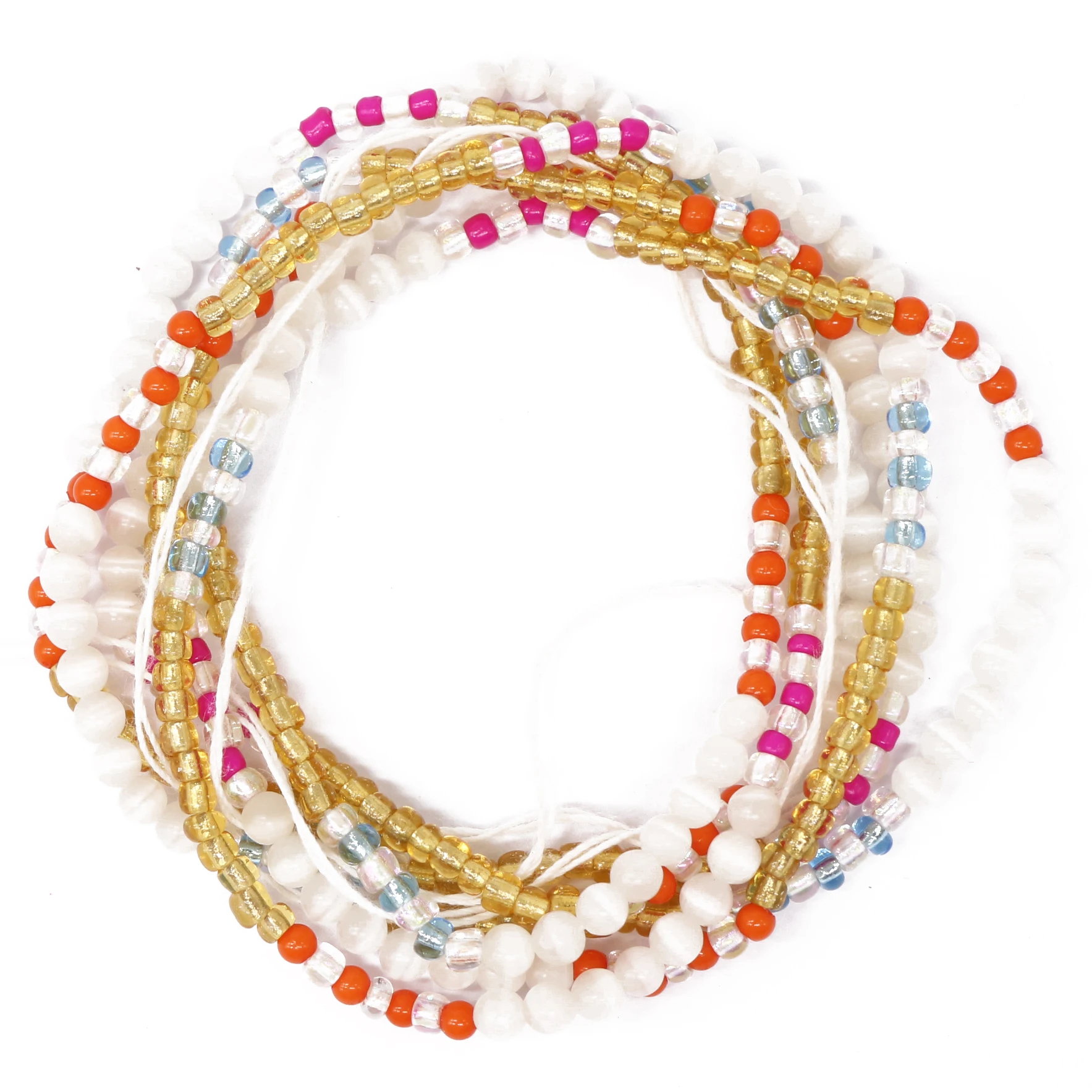 Gaby  cotton thread waist beads tie on belly chian   layer chain with charm bohemian body jewelry