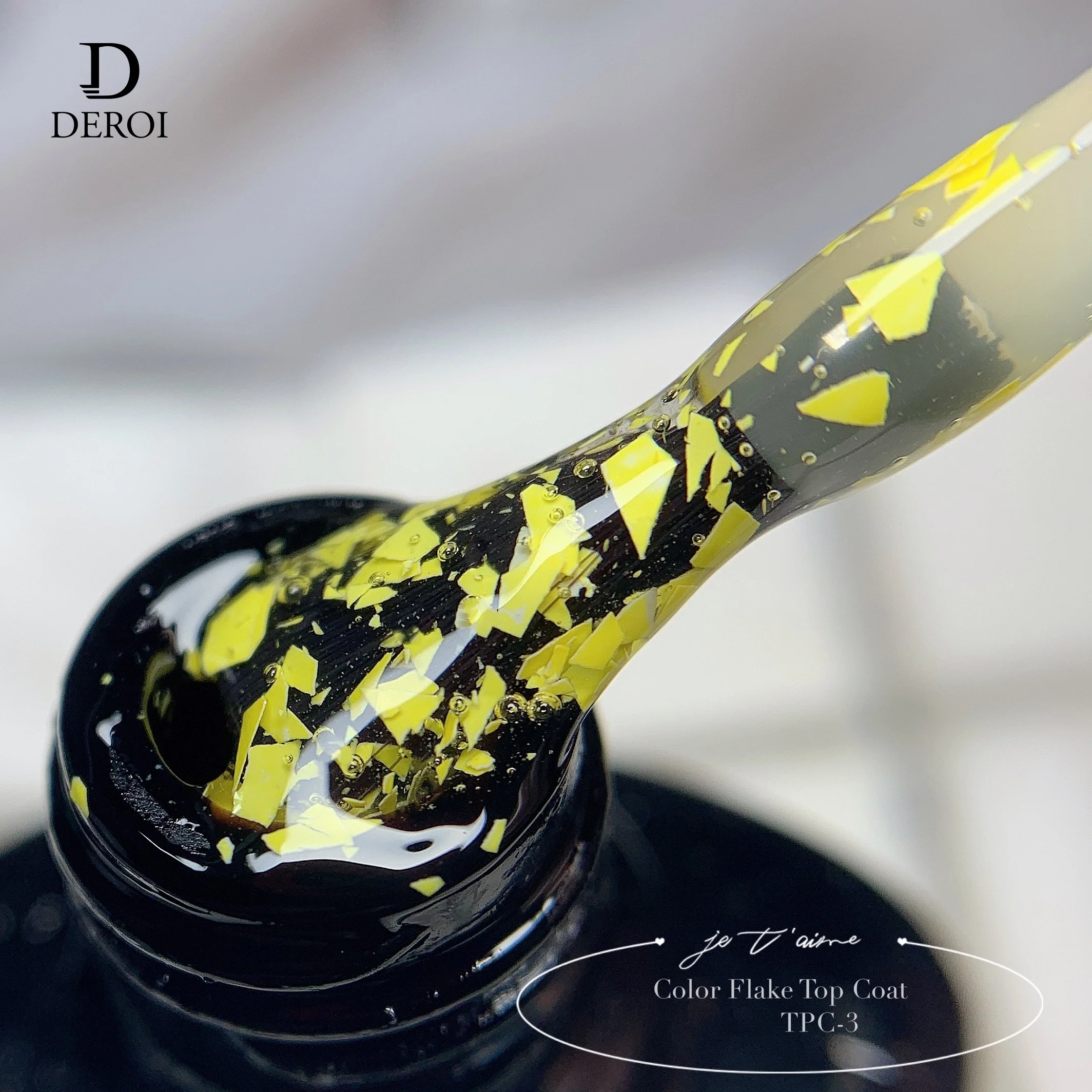 Deroi Fashion Style Uv Gel Polish Top Coat 15ml Long-Lasting Gel Top Coat Glitter Color Custom Gel Top Coat