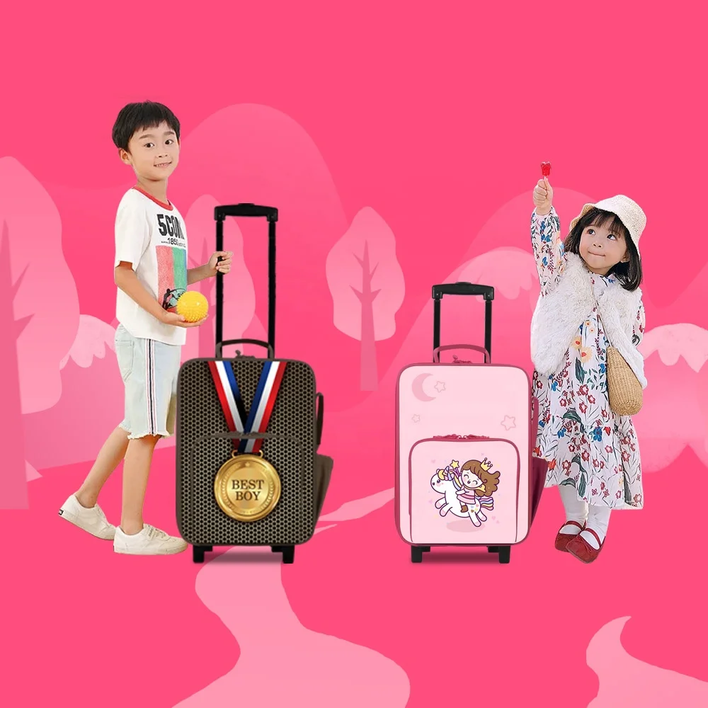 Flamingo Print Travel Suitcase Luggage Box for Kids Children