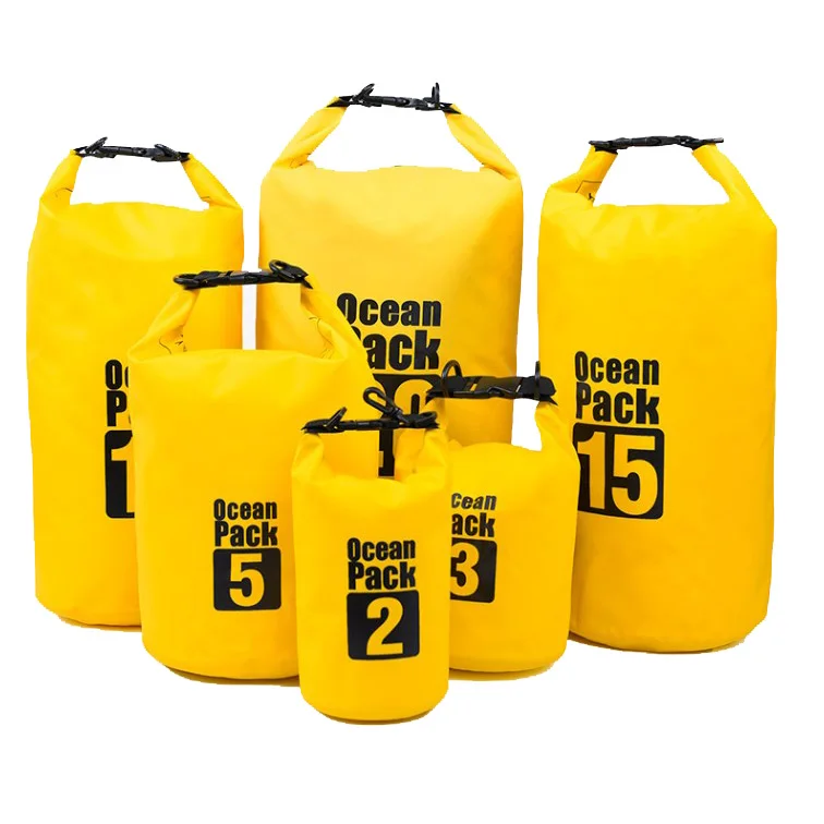 Strong durable custom promotion advertising outdoor swimming equipment bucket PVC round bottom rolling bag with shoulder