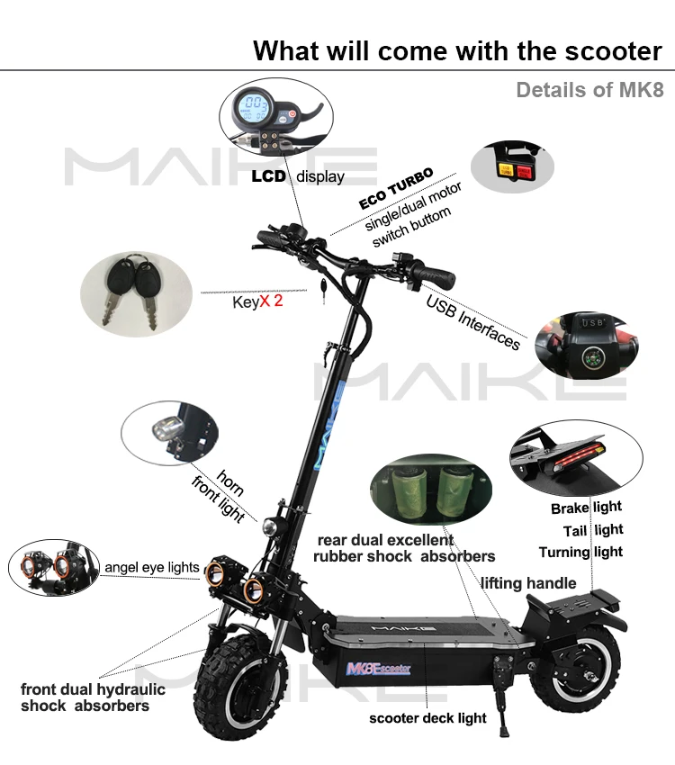 Free shipping in USA warehouse MK8 11inch e scooter 5000w dual motor 1600w*2 off road electronic scooters