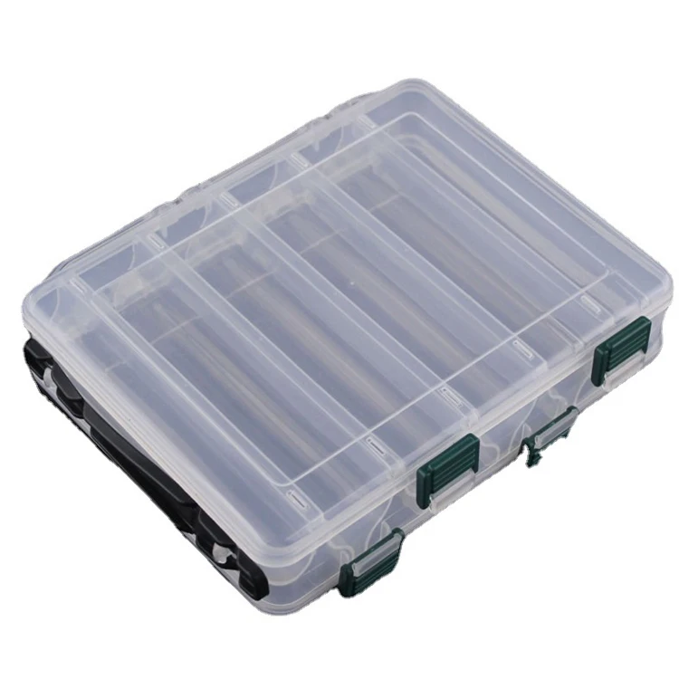 10-Grid plastic clear fishing tackle accessory box fishing tackle bait hooks lures double sided layer box