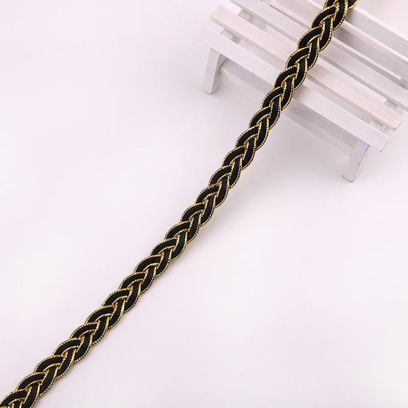 diy garment accessories polyester lace fabric curtain braided trimming gathered ribbon lace gold thread braid sewing lace trim