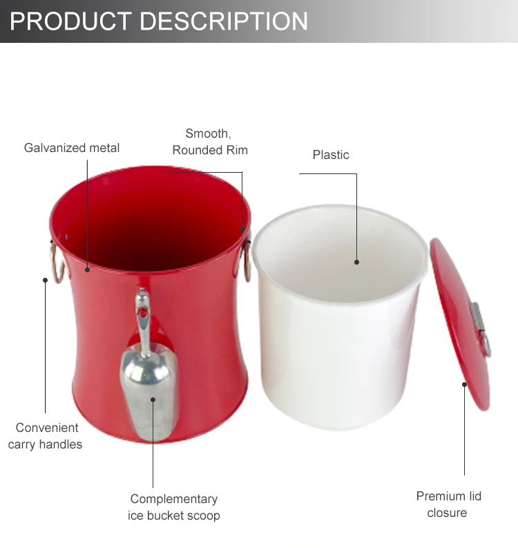Manufacturer Wholesale Price Vintage Ice Bucket Wine Beer Galvanized Cooler Metal Ice Bucket Ice Cube Bucket For Party