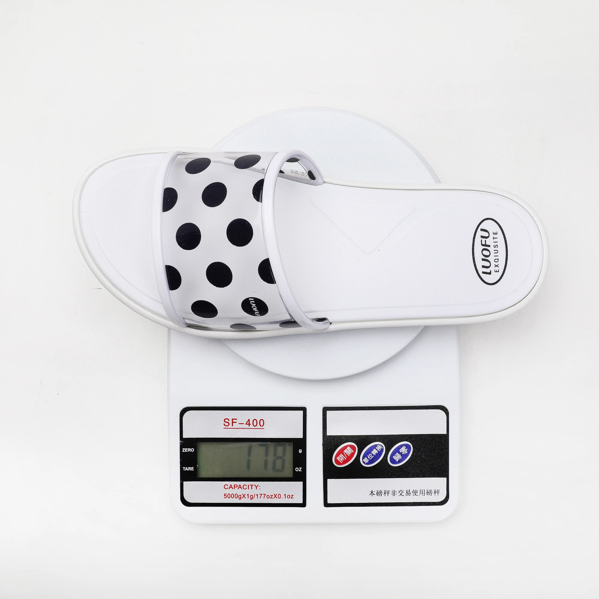 luofu 2021 New fashion Wave point transparent pvc women  slides slippers