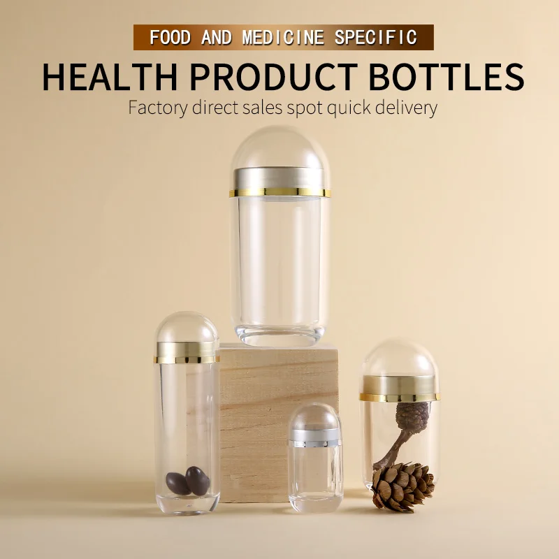 5 8 10 15 25 35 60 100 cc PS transparent capsule packaging plastic medicine bottle pill bottle with colorful cap