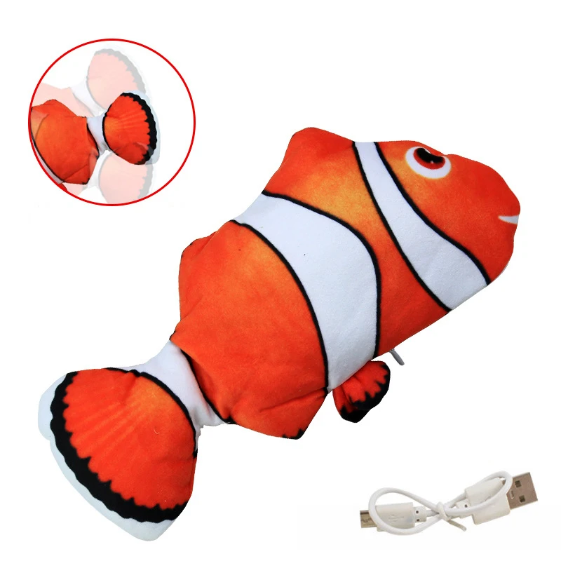 Pet Creative Carp Fish Shape Cat Toy USB Charging Simulation Fish Toys Dog Cat Playing Biting Chewing Toys//