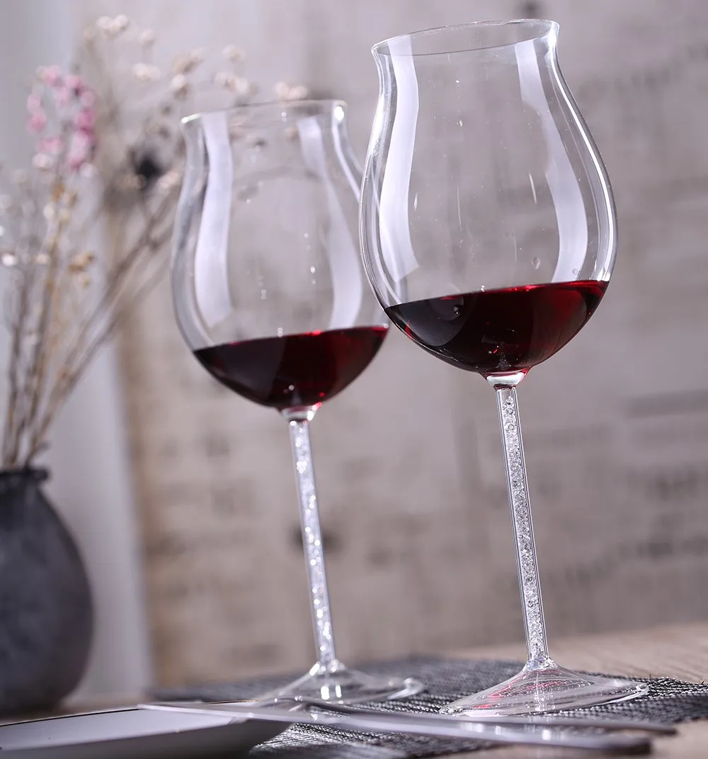 Lead free champagne flute crystal 670ml wedding glass set with gold color crystal stem drinking wine glass cup love gifts goblet