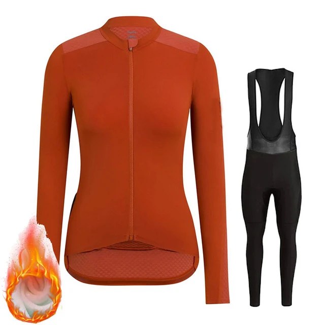 Winter Thermal Fleece Suits Women Long Sleeve Road Bike Jerseys Cycling Bib Tights Bike Clothing Set