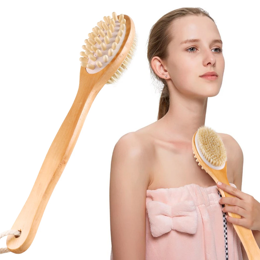 Body Scrubber Exfoliating Wash Cloth Dry Body Brush Natural Bristle Dry Brush Natural Other Bath Supplies