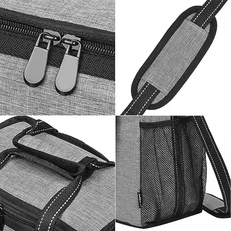Wilson Custom 600D Insulated Lunch Bag 6 Bottle Wine Carrier Insulated & Padded Wine Cooler Bag with Handle AndShoulder Strap