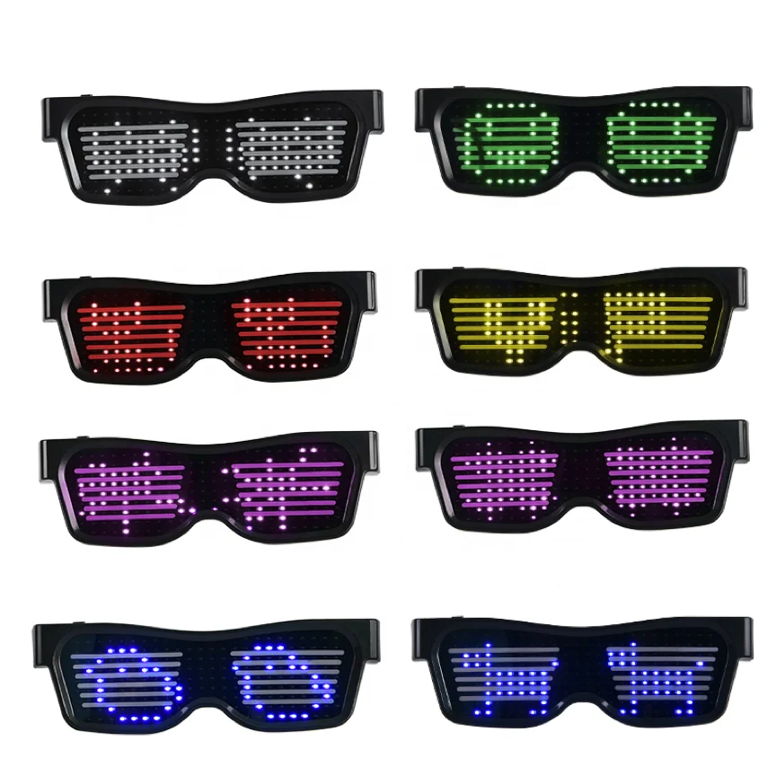Customizable LED Light Up Glasses for Raves, Parties, Music Festivals, Halloween with USB Charging Editable APP Sunglasses