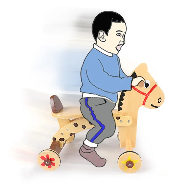 Wholesale custom kids wood rocking horse toy educational balance ride on bike wooden toys for toddlers