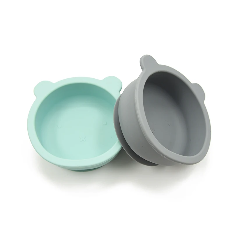 
2020 Amazon New Arrival 100 % Food Grade or LFGB Approved Non-slip Silicone Baby Suction Feeding Bear shape Bowl for infant 