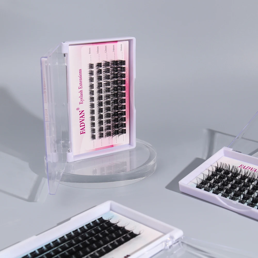 Free Logo Design Segmented Eyelash Fans Lash Clusters Faux Mink Eyelash Customized Brand Box Self Grafting Diy Eyelash Extension