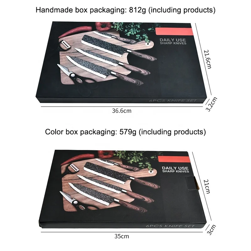 Hot Selling 6pcs Kitchen Knife Set with Peeler Scissors High Carbon Stainless Steel Design Kitchen Knives Accessories