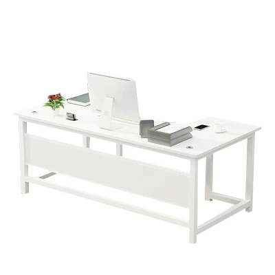 White custom steel wood corner computer desk modern double Corner desk office furniture