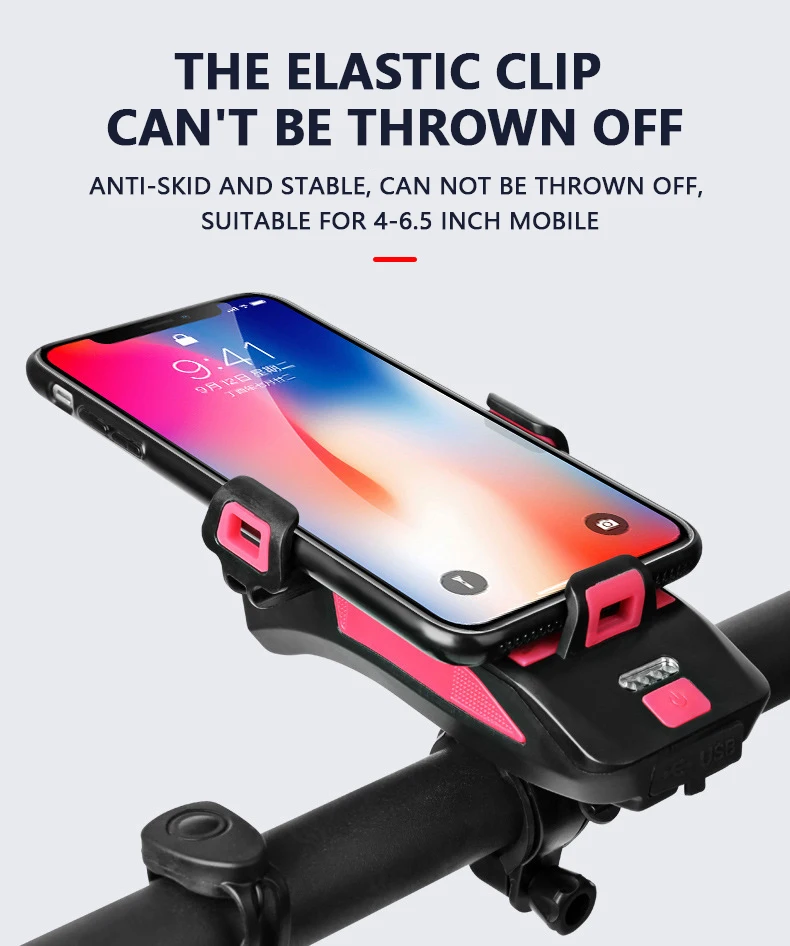 2000AH and 4000AH battery capacity USB mobile phone holder power bank bicycle bike front LED lamp light