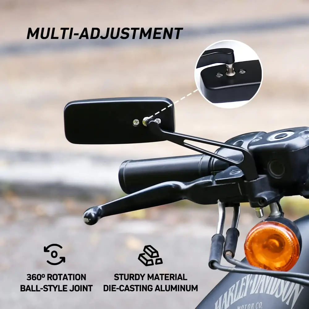 Handlebar Mirrors for Motorcycle - 8mm/10mm Doubletakes Rear View Mirror for Motorbike