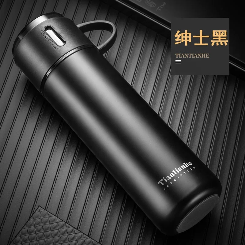 Black Thermo Bottle With Lid Stainless Steel Vacuum Flasks For Tea Thermo Mug Business Thermocup