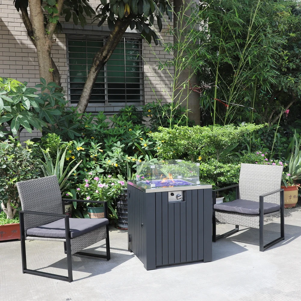 Outdoor aluminum square fire pit table