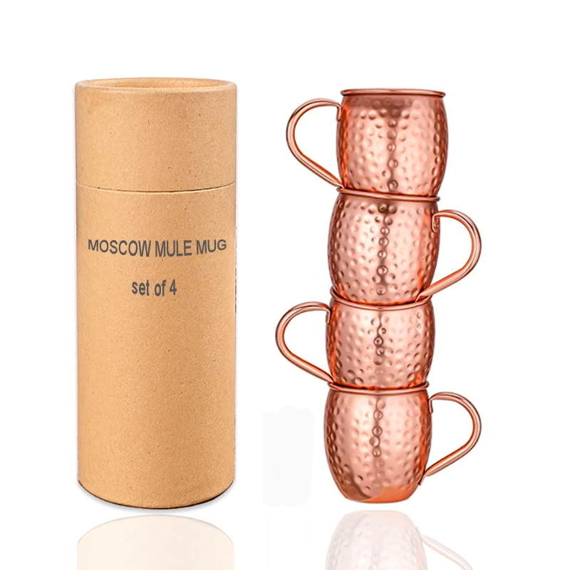 Stainless Steel Set Of 4 Moscow Mule Copper Mugs Custom Mugs 4pcs Paper Tube With Logo Sublimation Mug