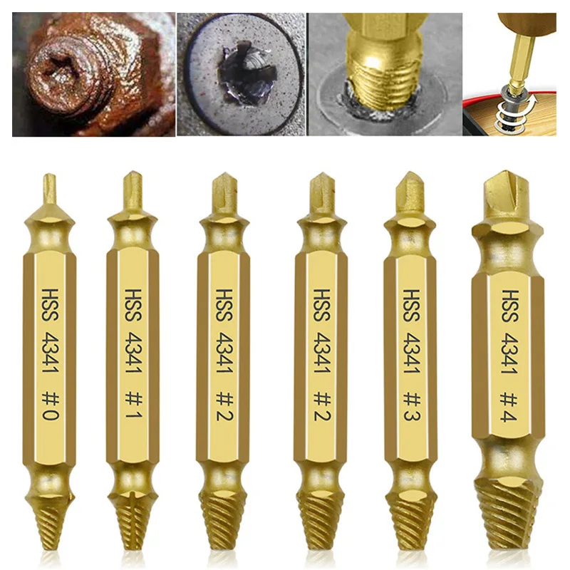 4341 Titanium plating Double Side Drill Out Damaged Screw Extractor Out Remover  Broken Bolt Stud Removal Tool