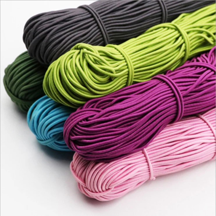  Colorful round elastic cord strong stretch polyester braided