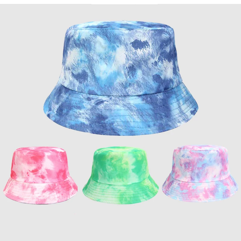 2024 New Man Woman adult bucket hat unisex dye tie reversible bucket cap hat outdoor traveling fish man hats