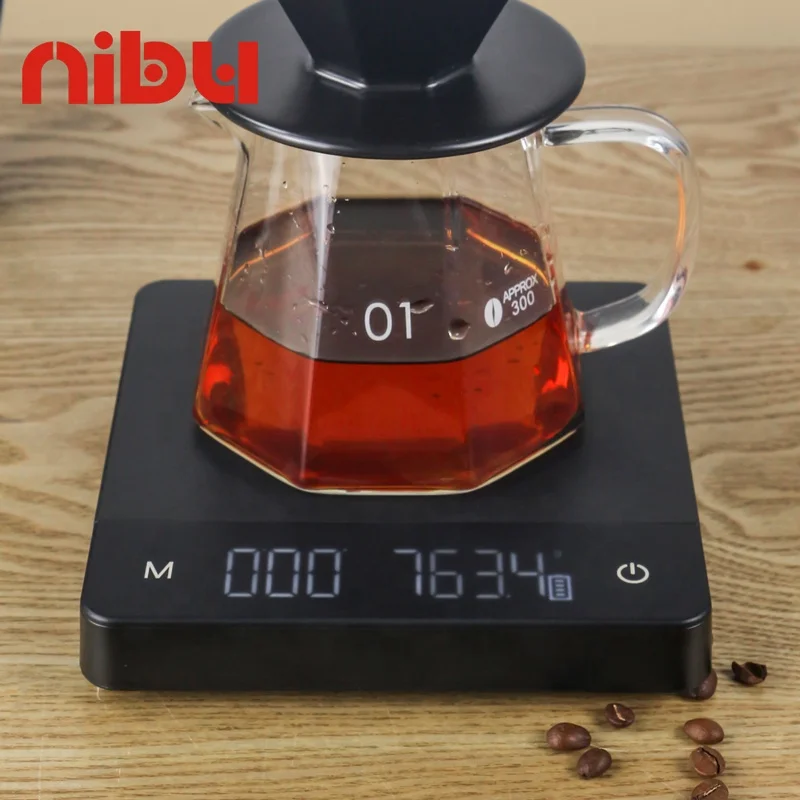 Nibu Electronic Digital Kitchen Scale Timer Smart Touch Screen Food Weighing Electric Scale USB Espresso Coffee Scales