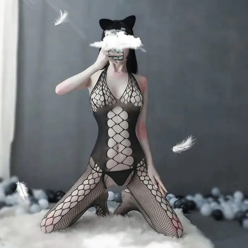 Sexy Mesh Fishnet Bodystockings For Women Erotic Lingerie Open Bra Crotchless Teddies Bodysuits Female Sexy Porno Underwear New