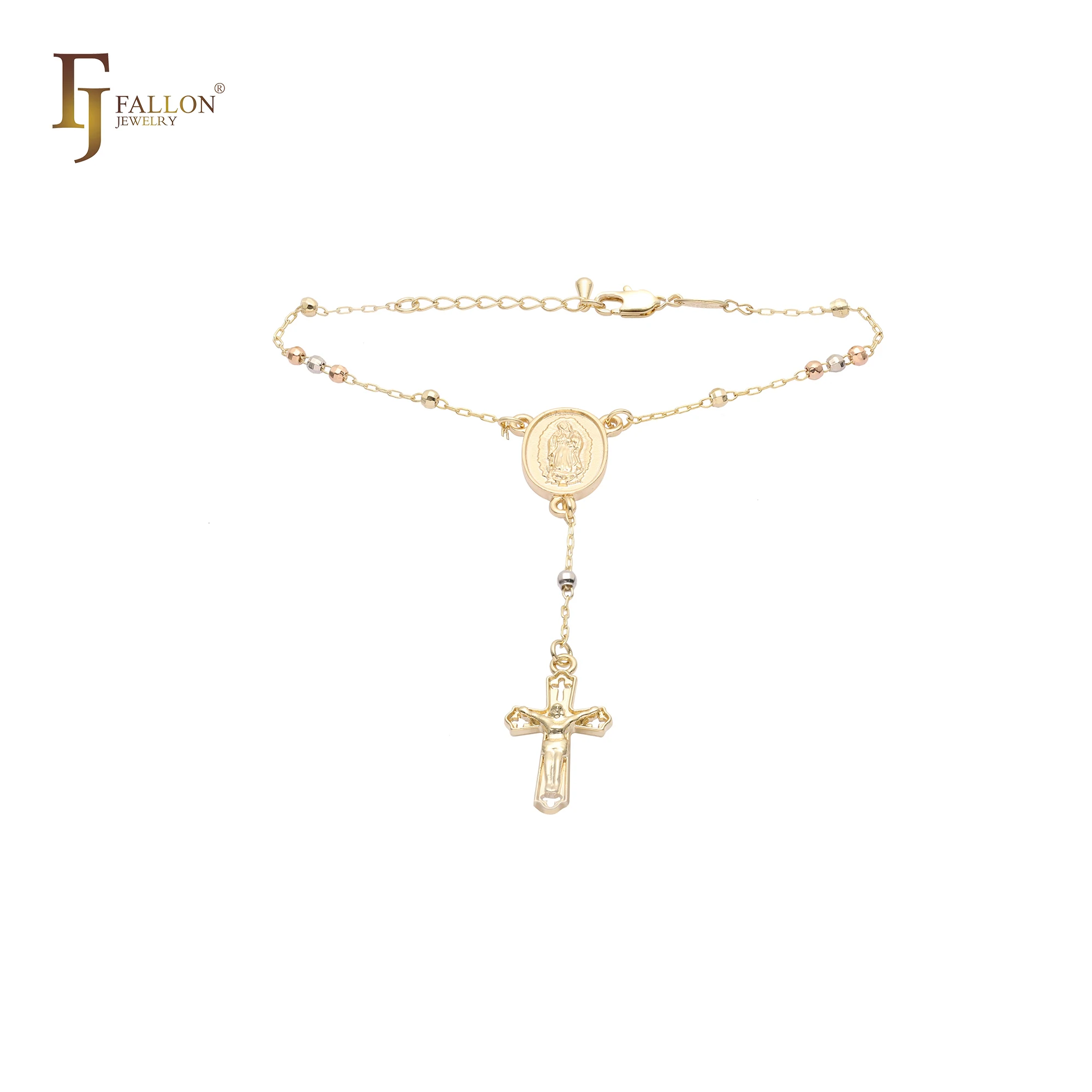 Z54190096 FJ Fallon Fashion Jewelry Italian Virgin Of Guadalupe Catholic Rosary Necklace Plated In 14K Gold Two Tone Sample OK