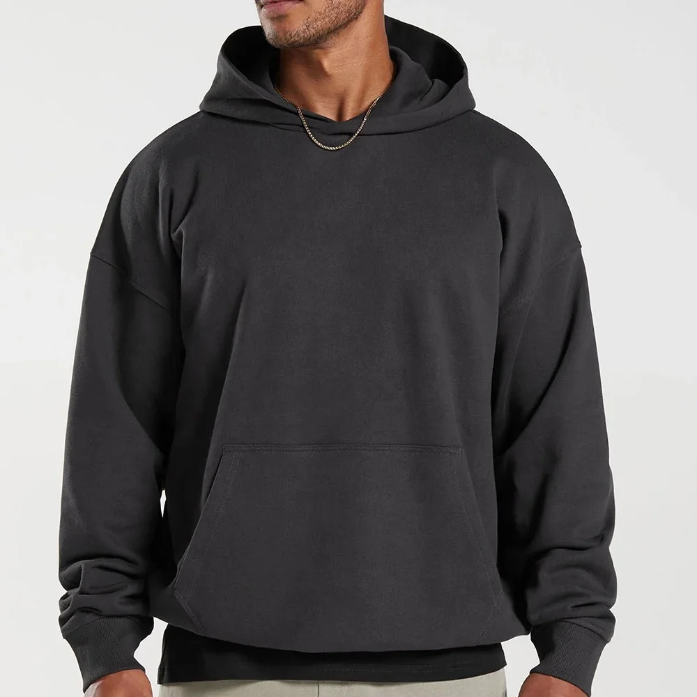 Custom High Quality Casual Hooded Mans Hoodie Letter Logo Double Line Chest Style Sweater Men Loose Hoodies