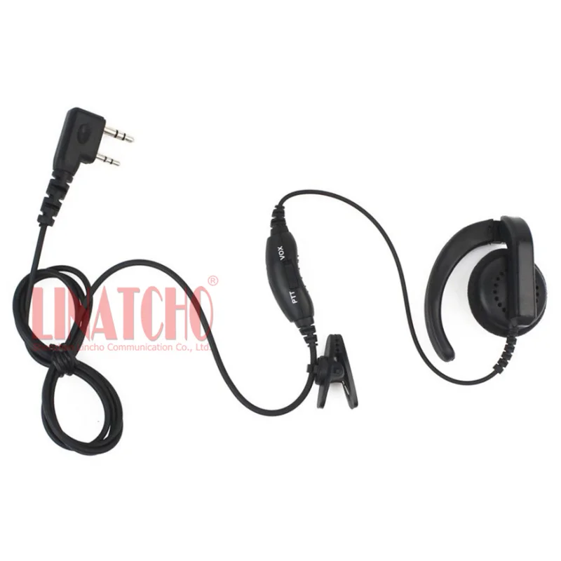G-shape PTT VOX Mic Walkie Talkie Headphone for Baofeng Two Way Radio K connector