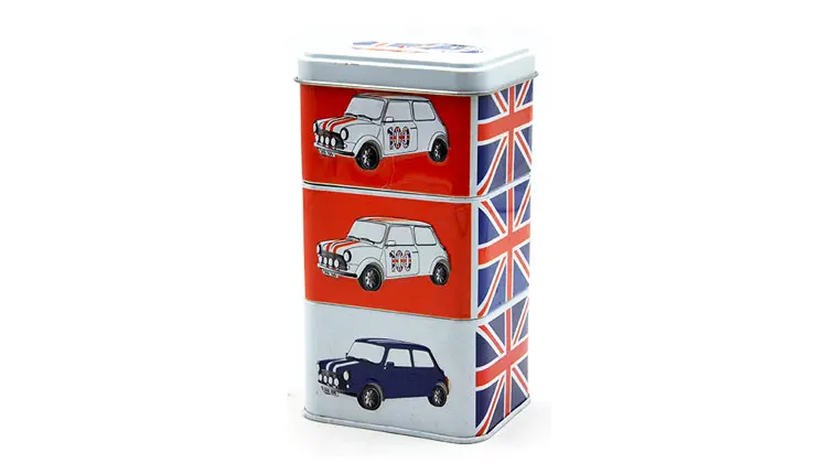 Custom printed metal 3 stacking storage tin box/can wholesale