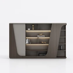 WEWORTH OEM modern design office furniture 5 tier wood sliding door filing cabinets with drawer