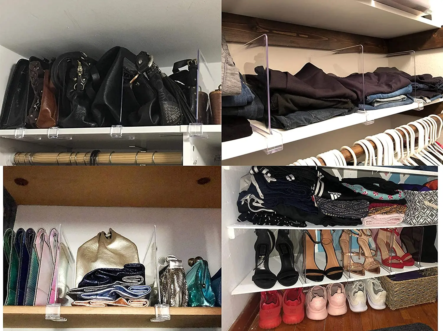 Spring Sign clear acrylic closet shelf divider wired shelving wardrobe acrylic shelf divider