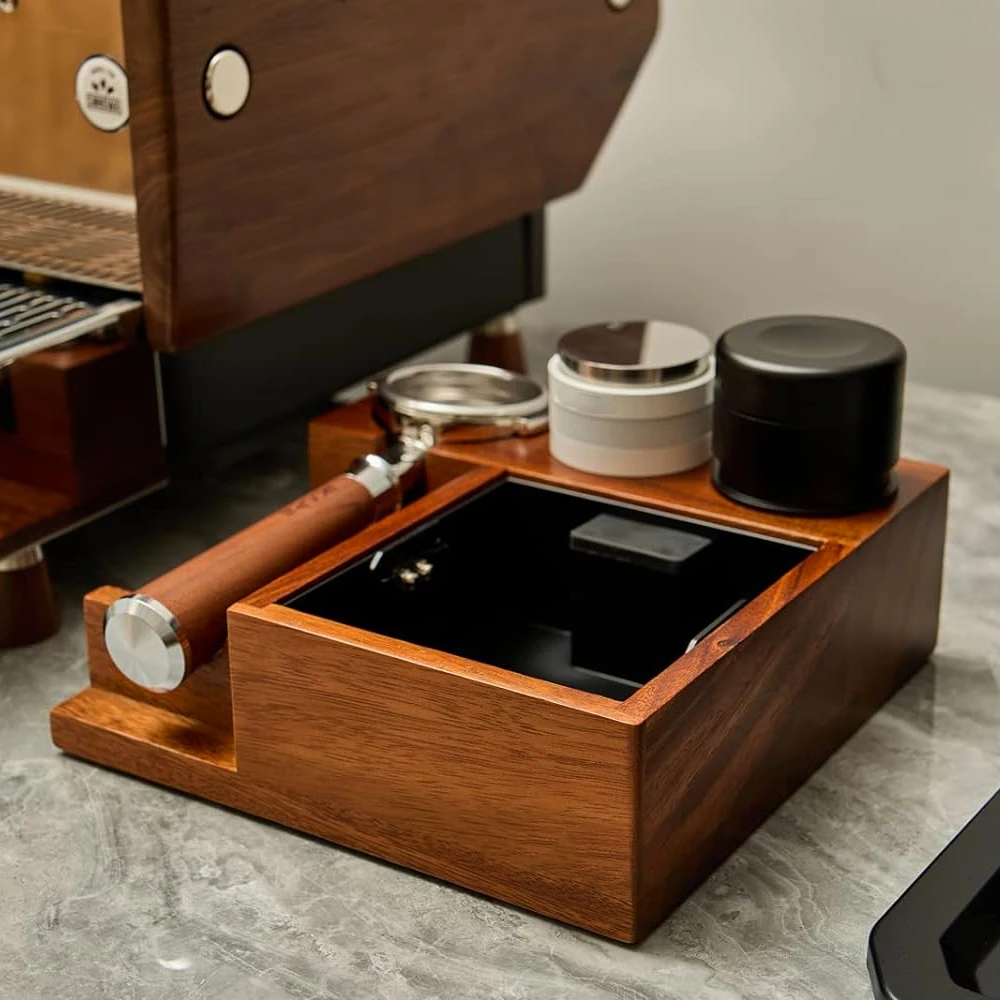 58mm Espresso Knock Box Coffee Machine Accessories Wooden Tool 51/53/54mm Tamping Distributor Station 4 in 1 Walnut Knock Box