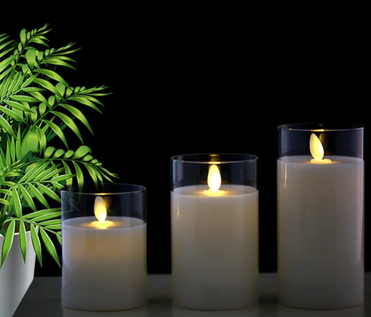 Set Flameless Candles 3pcs with Remote Timer Wholesale LED Moving Flameless Wick Candle Home Decoration Led Candles Muti-color