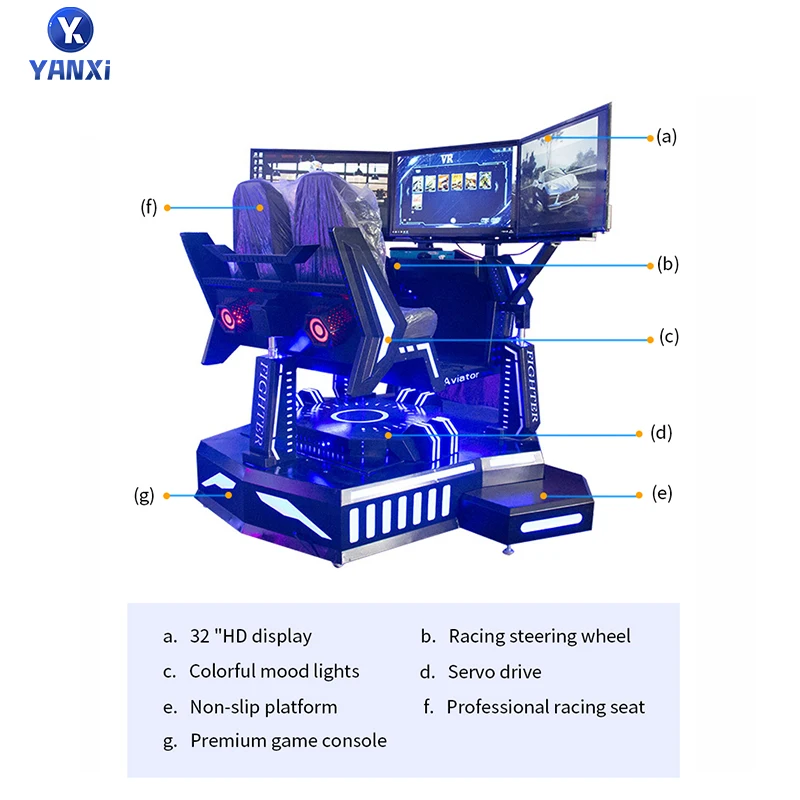Indoor Amusement VR Games Virtual Reality Three-screen 6 dof Racing Car Equipment Six-Axle 9D Kids Vr Game Driving Machine