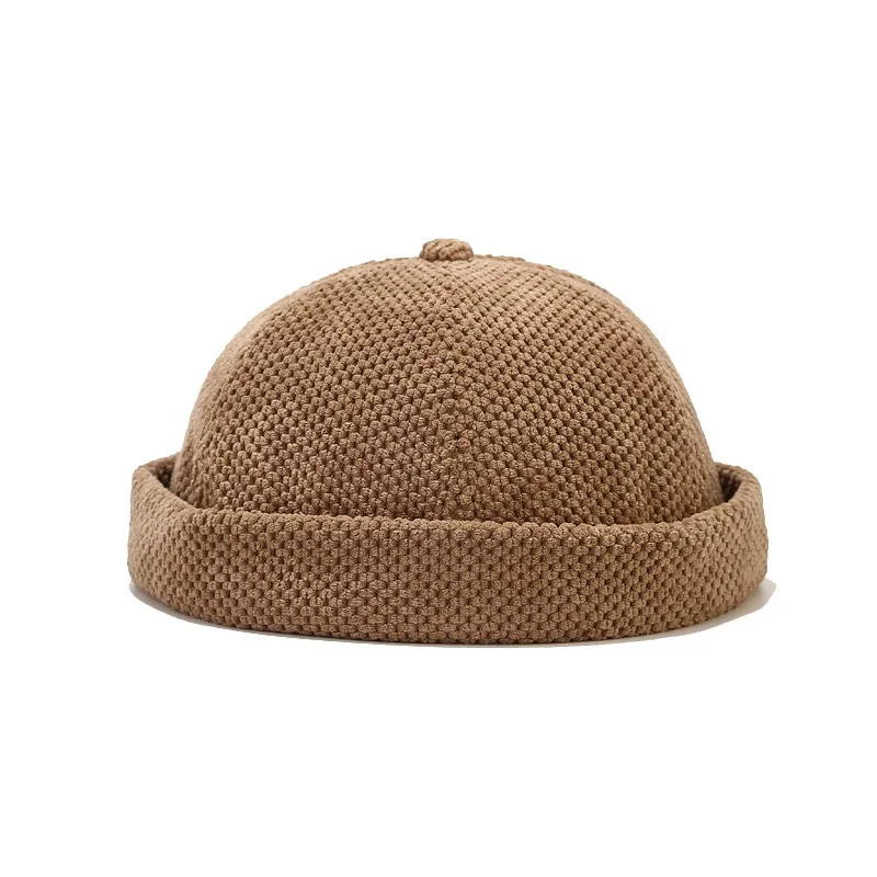 High quality cap winter warm vintage cap round top brimless style fashion hat custom logo