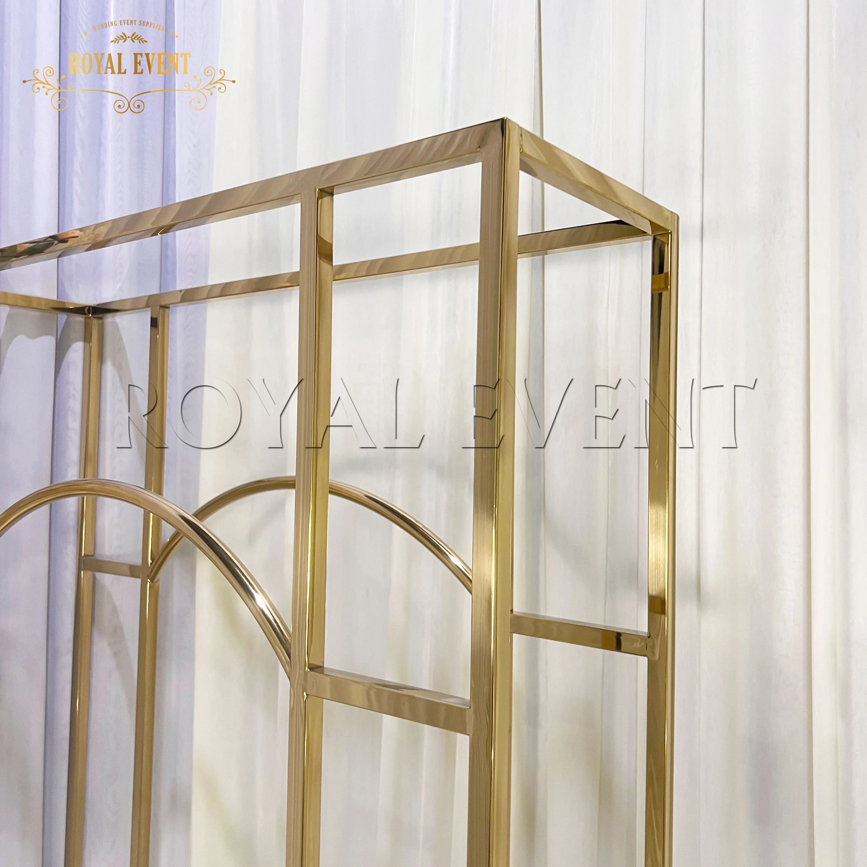 Shiny Gold Stainless Steel Wedding Arch Backdrop Stand Sets For Events Decoration for church