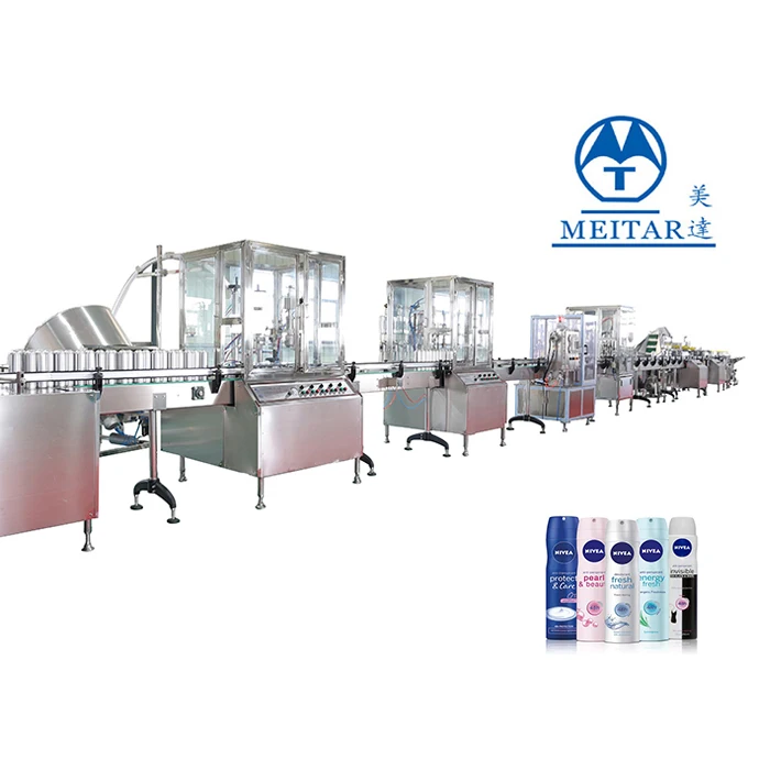 Auto Aerosol Can Filling Equipment For Body Spray , Deodorant Spray. automatic filling line with high capacity